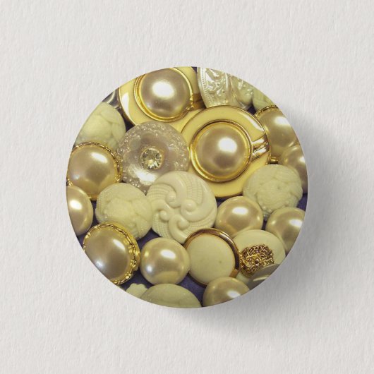 Extravagante weiße Knopf-Collage Button (Vorderseite)