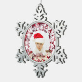 Extravagante White Lacework auf Rot mit Foto Schneeflocken Zinn-Ornament (Rechts)