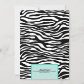 Extravagante Wilde Aqua Zebra Lingerie Dusche Bach Einladung (Rückseite)