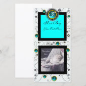 EXTRAVAGANTE WIRBEL BABY BOY MONOGRAM, Aquamarine  Ankündigung (Vorne/Hinten)