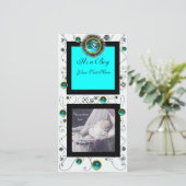 EXTRAVAGANTE WIRBEL BABY BOY MONOGRAM, Aquamarine  Ankündigung (Stehend Vorderseite)