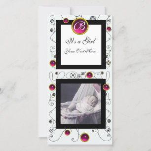 EXTRAVAGANTE WIRBEL BABY GIRL MONOGRAM, rubinweiß Ankündigung