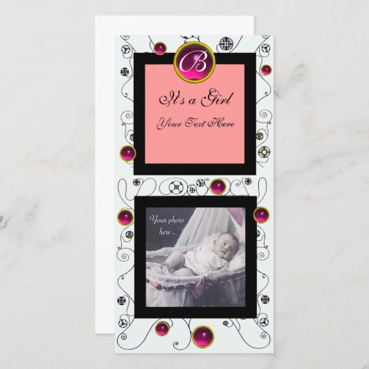 EXTRAVAGANTE WIRBEL BABY GIRL MONOGRAM, rubinweiß Ankündigung