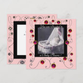 EXTRAVAGANTE WIRBEL BABY SHOWER MONOGRAM, Fotovorl Einladung (Vorne/Hinten)