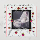 EXTRAVAGANTE WIRBEL BABY SHOWER MONOGRAM, Fotovorl Einladung (Vorne/Hinten)