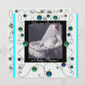 EXTRAVAGANTE WIRBEL BABY SHOWER MONOGRAM, Fotovorl Einladung (Vorne/Hinten)