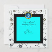 EXTRAVAGANTE WIRBEL BABY SHOWER MONOGRAM, Fotovorl Einladung (Rückseite)