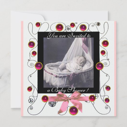 EXTRAVAGANTE WIRBEL BABY SHOWER MONOGRAM, Fotovorl Einladung (Vorderseite)