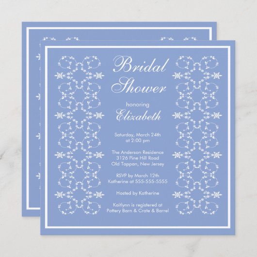 Extravagante Wirbel Frame Bridal Dusche Einladung (Vorne/Hinten)