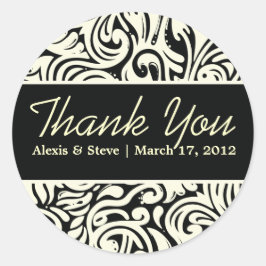 Extravagante Wirbels-mit Monogramm Hochzeits-runde Runder Aufkleber