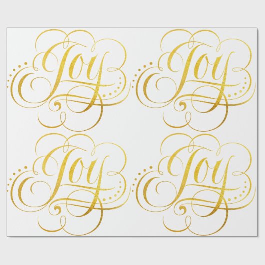 Extravagante Wirble Freude Gold Weihnachtskalligra Geschenkpapier (Flach)