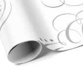 Extravagante Wirble Freude Silver Foil Calligraphi Geschenkpapier (Rolleneckpunkt)