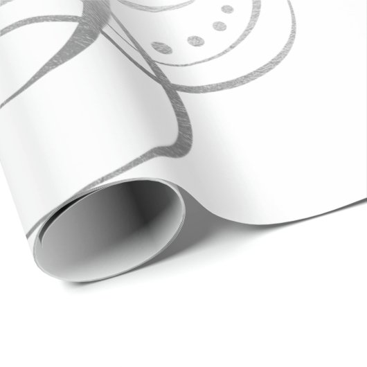 Extravagante Wirble Freude Silver Foil Calligraphi Geschenkpapier (Rolleneckpunkt)