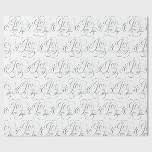 Extravagante Wirble Freude Silver Foil Kalligrafie Geschenkpapier (Flach)