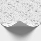 Extravagante Wirble Freude Silver Foil Kalligrafie Geschenkpapier (Ecke)