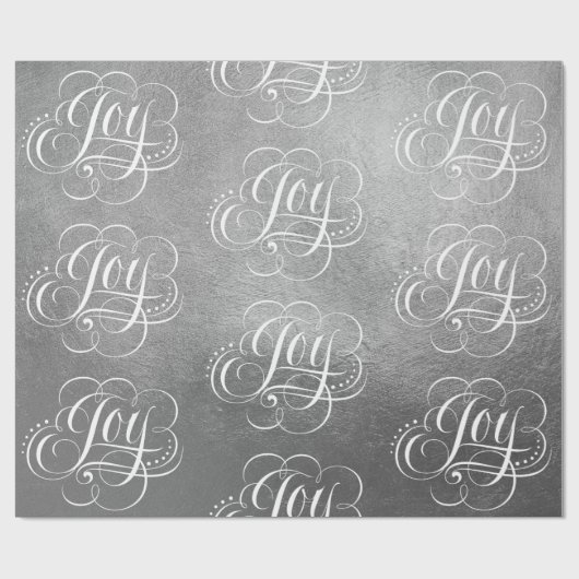 Extravagante Wirble Freude Silver Foil Lettering K Geschenkpapier (Flach)