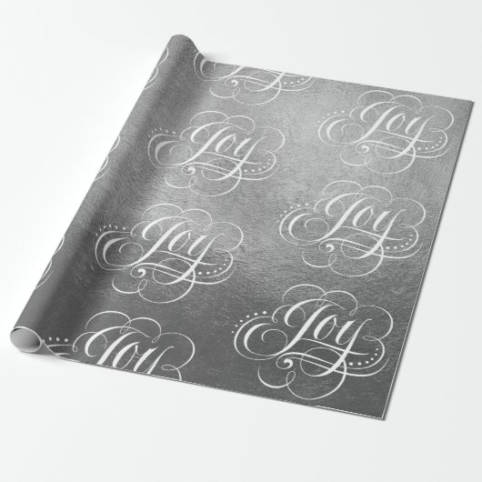 Extravagante Wirble Freude Silver Foil Lettering K Geschenkpapier (Ungerollt)