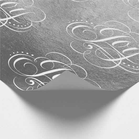 Extravagante Wirble Freude Silver Foil Lettering K Geschenkpapier (Ecke)
