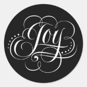 Extravagante Wirble Freude Weihnachtskalligrafie L Runder Aufkleber (Vorderseite)