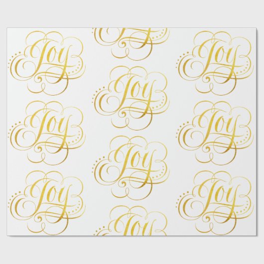 Extravagante Wirble Joy Gold Calligraphy Lettering Geschenkpapier (Flach)