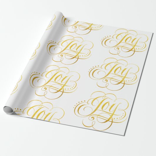 Extravagante Wirble Joy Gold Calligraphy Lettering Geschenkpapier (Ungerollt)