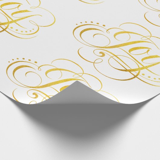 Extravagante Wirble Joy Gold Calligraphy Lettering Geschenkpapier (Ecke)