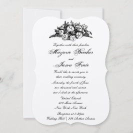 Extravaganten Vintage Blume Hochzeitsreise Schwarz Einladung