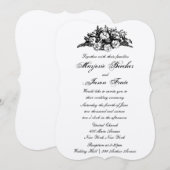 Extravaganten Vintage Blume Hochzeitsreise Schwarz Einladung (Vorne/Hinten)