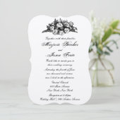 Extravaganten Vintage Blume Hochzeitsreise Schwarz Einladung (Stehend Vorderseite)