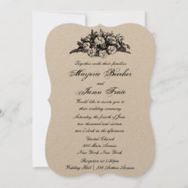 Extravaganten Vintage Blume Hochzeitsreise Schwarz Einladung