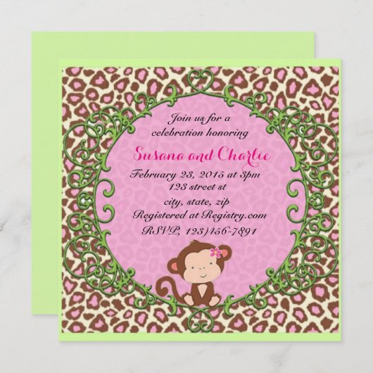 Extravaganter Affe Einladung (Vorne/Hinten)