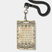 Extravaganter altmodischer Karten-Zeitplan Ausweis (Rückseite mit Lanyard)