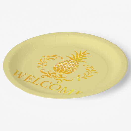 Extravaganter Ananas Empfang Pappteller (Schrägansicht)