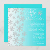 Extravaganter Aquamariner Schneeflocken Winterwund Einladung (Vorne/Hinten)