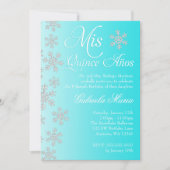 Extravaganter Aquamariner Schneeflocken Winterwund Einladung (Vorderseite)