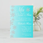 Extravaganter Aquamariner Schneeflocken Winterwund Einladung (Stehend Vorderseite)