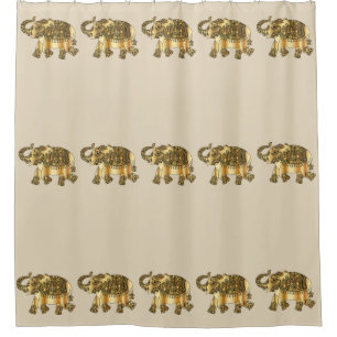 Extravaganter beige Hintergrund der Goldelefant- Duschvorhang