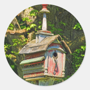 Extravaganter Birdhouse-Aufkleber Runder Aufkleber