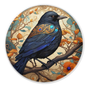 Extravaganter Black Bird im Jugendstil Art Deco Keramikknauf