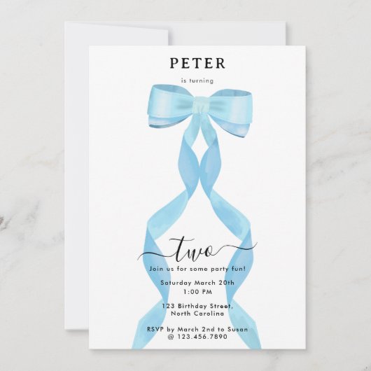 Extravaganter Blaubow Einladung (Vorderseite)