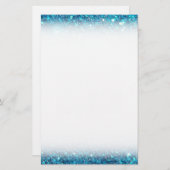 Extravaganter blauer GlitzerShine Briefpapier (Vorne/Hinten)