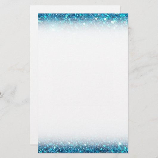 Extravaganter blauer GlitzerShine Briefpapier (Vorne/Hinten)