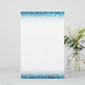 Extravaganter blauer GlitzerShine Briefpapier (Stehend Vorderseite)