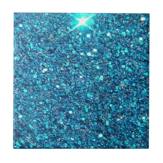 Extravaganter blauer GlitzerShine Fliese (Vorderseite)