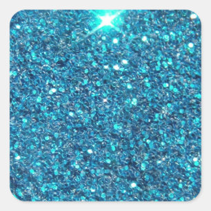 Extravaganter blauer GlitzerShine Quadratischer Aufkleber