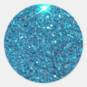 Extravaganter blauer GlitzerShine Runder Aufkleber (Vorderseite)