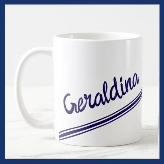 Extravaganter Blauer Name auf Schlichtem Weiß Kaffeetasse