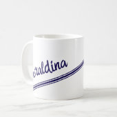 Extravaganter Blauer Name auf Schlichtem Weiß Kaffeetasse (Vorderseite Links)