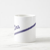 Extravaganter Blauer Name auf Schlichtem Weiß Kaffeetasse (Mittel)
