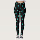 Extravaganter blaugrüner Retro-Polka-Dot Leggings (Vorderseite)